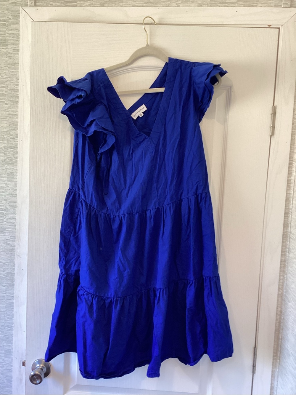 Gibson Latimer Royal Blue Ruffle Sleeve Midi Dress XL EUC